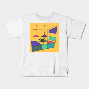 Plant kitchen bench bold colorful abstract artwork Kids T-Shirt